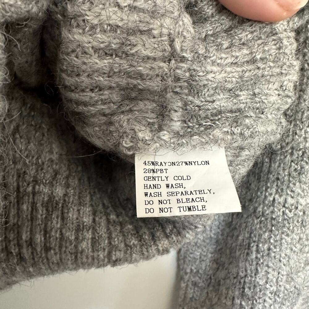 Petal & Pup (M) Captivate Tie Hem Sweater Grey Knit Cropped Pullover - Picture 5 of 6